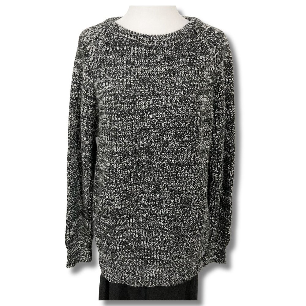 CLUB EUROPE Vintage grey black white blend thick knit sweater ~ SMALL MEDIUM